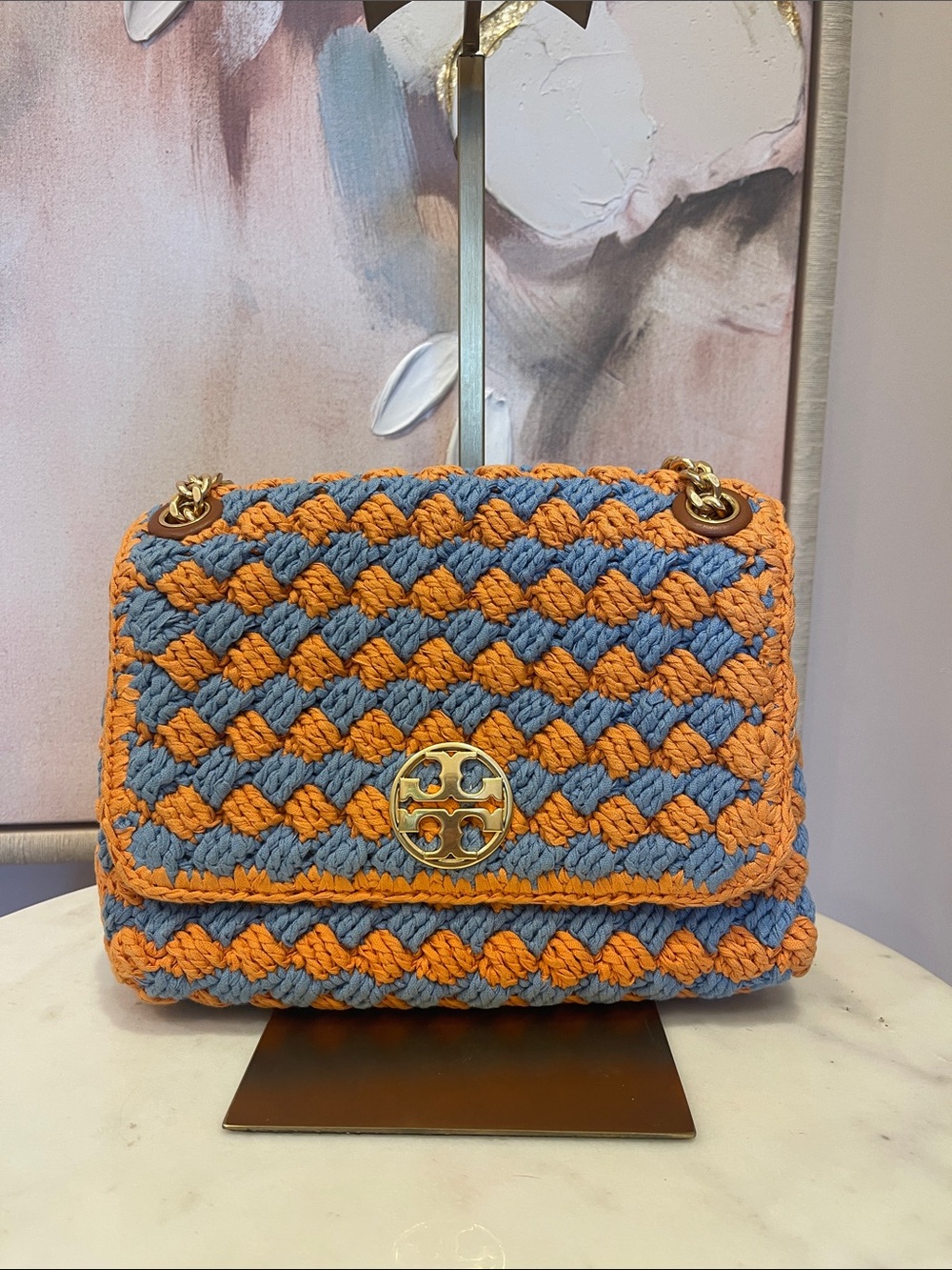 Tory Burch Orange and Blue Willa Bag